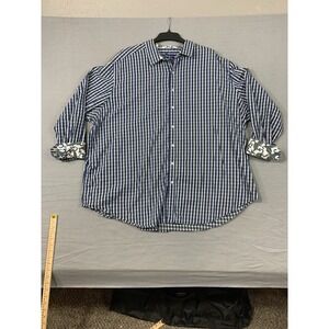 Robert Graham Shirt Men 4XL Blue Green Casual Flip Cuff Checkered